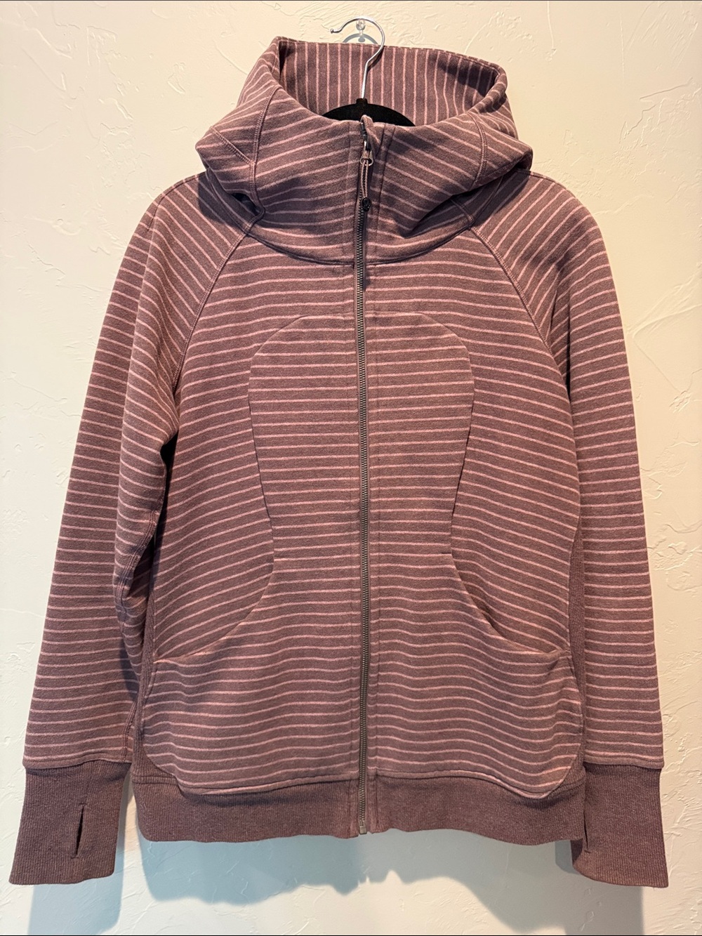 lululemon athletica Mauve w/light pink Striped Zip Scuba Hoodie